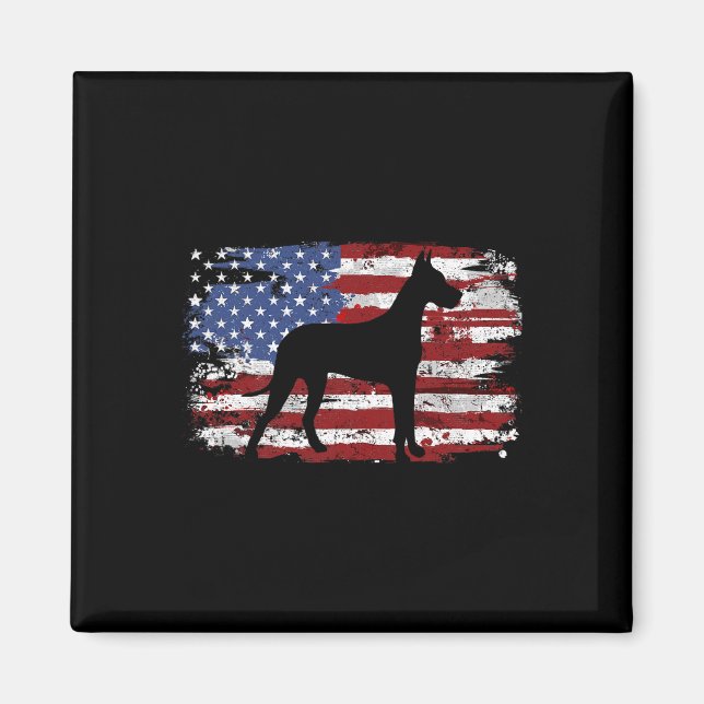 Imã Great Dane Vintage American Flag  (Frente)