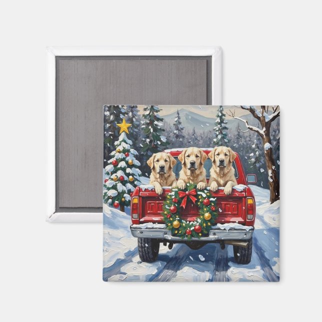 Imã Great Pyrenees Christmas Red Truck Holiday (Front/Back)