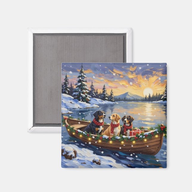 Imã Greater Swiss Mountain Dog Christmas Boat Holiday (Front/Back)