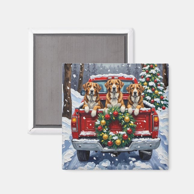 Imã Greater Swiss Mountain Dog Christmas Red Truck (Front/Back)