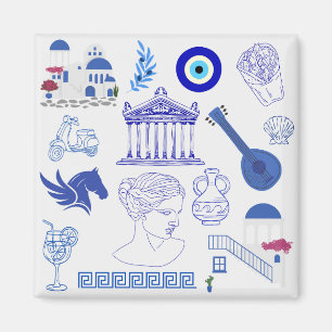 Imã Grécia Azul e Branco