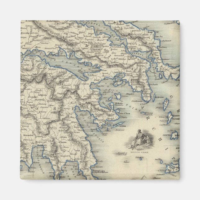 Imã Grécia com mapas indefinidos de Corfu e Stampalia (Frente)