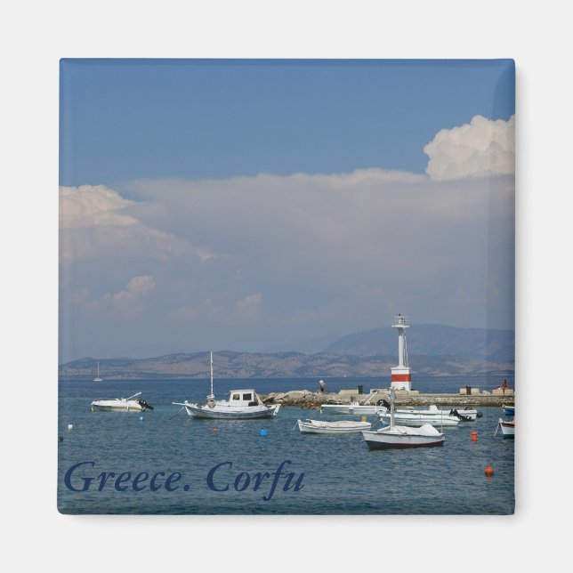 Imã Grécia, Corfu, Farol Antigo, Magnet (Frente)