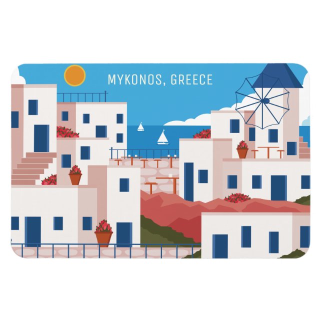Ímã Grécia do Mykonos de Texto Personalizado (Horizontal)