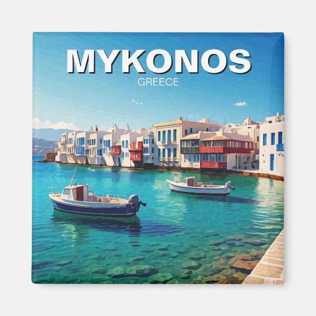 Imã Grécia Mykonos Barcos das Ilhas Gregas (Frente)