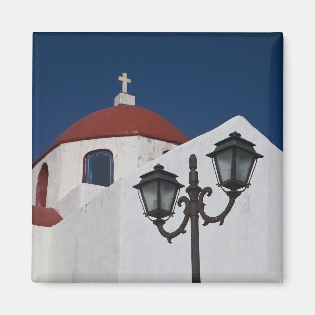 Imã Grécia, Mykonos, Capela com cúpula vermelha e (Frente)