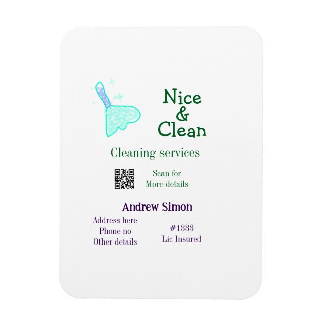 Ímã Green blue gitter clean mop add name address q r b (Vertical)