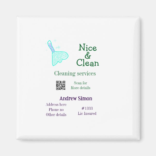 Imã Green blue gitter clean mop add name address q r b (Frente)