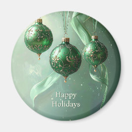 Imã Green Christmas Ball Holiday Magnet