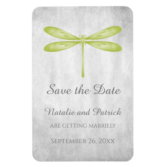 Ímã Green Dragonfly Save the Date Magnet (Vertical)