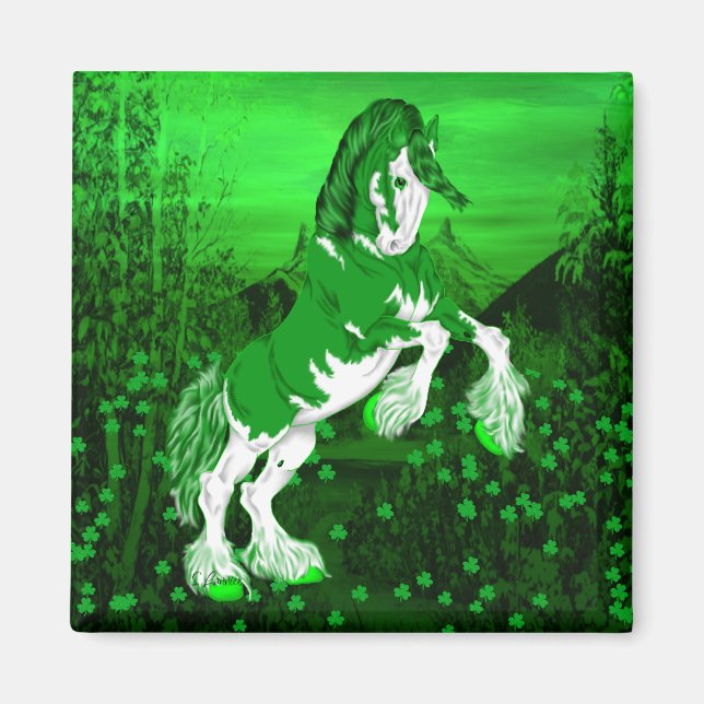 Imã Green Fantasy Clydesdale Horse (Frente)