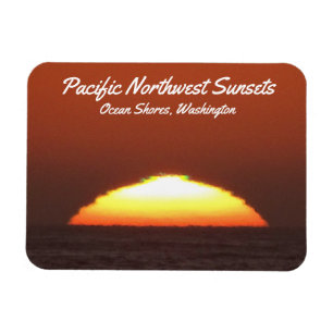 Ímã "Green Flash" no pôr do sol em Ocean Shores, WA, f