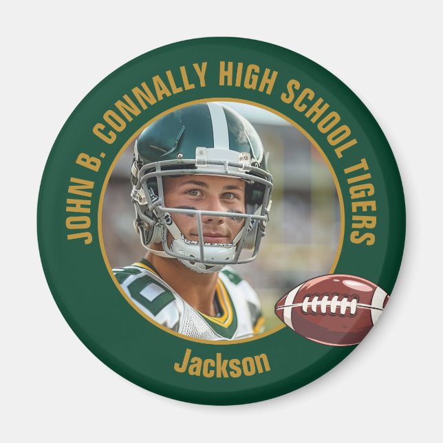 Imã Green Gold High School Football Player Photo (Frente)