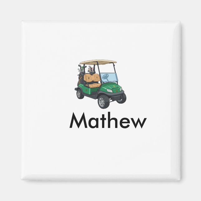 Imã Green golf car name man sports boy gifts letter  (Frente)