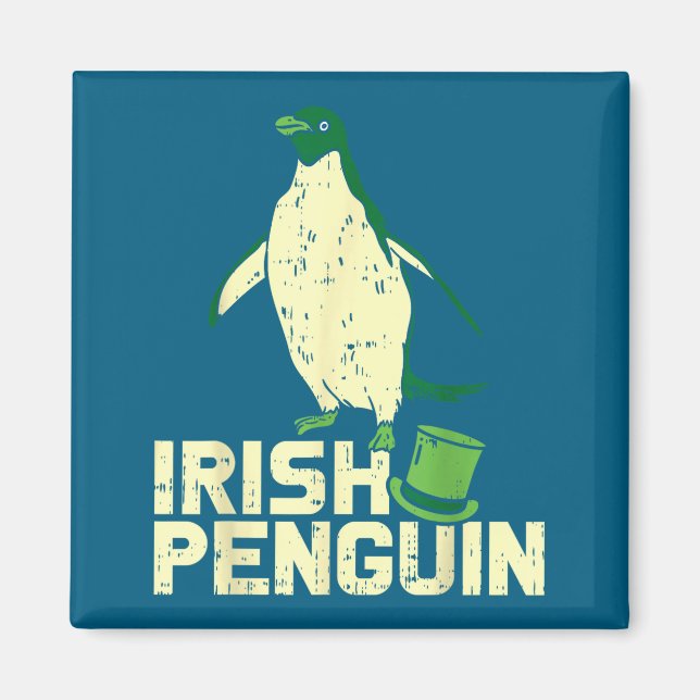 Imã Green Irish Penguin Cute St Patricks Day Animal Lo (Frente)