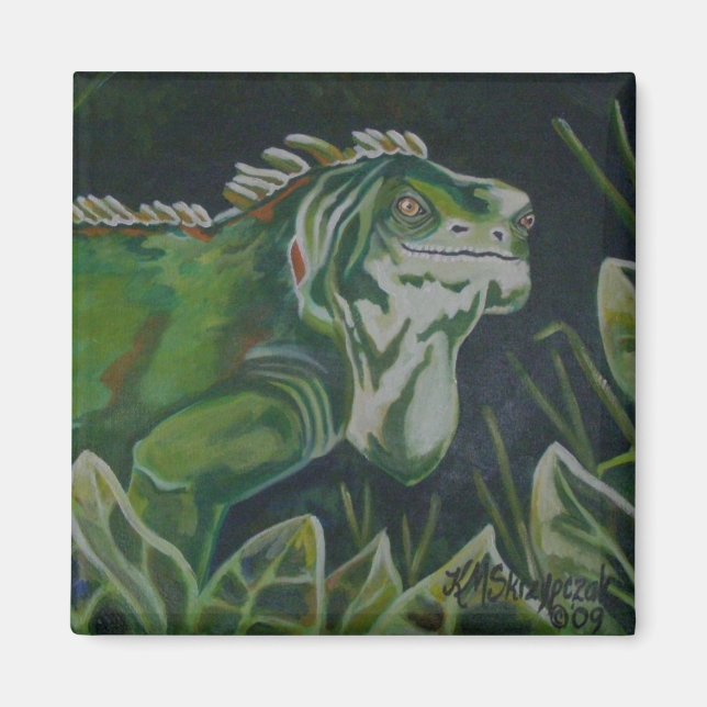 Imã Green Lizard Iguana Magnet (Frente)