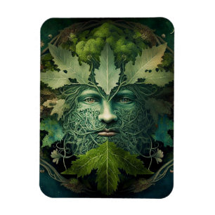 Ímã Green Man Mandala Fantasy Art