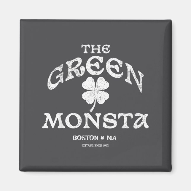 Imã Green Monsta Funny Boston M New England Srts Gift  (Frente)