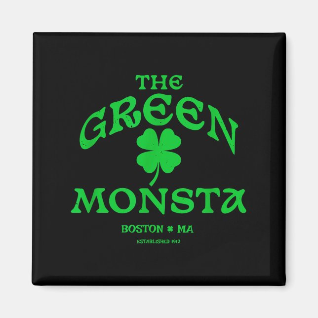 Imã Green Monsta Funny Boston M New England Srts Gift  (Frente)