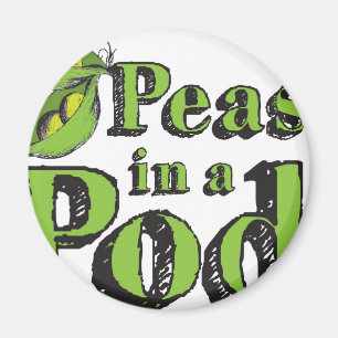 Imã Green Peas Drawing Vegetable Art 2 Peas in a Pod