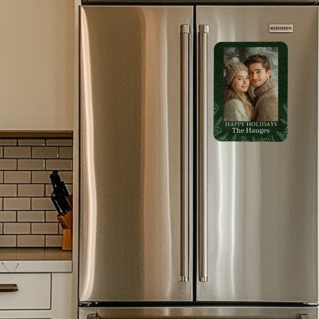 Ímã Green Pine Tree Happy (Green Photo Christmas Magnet)