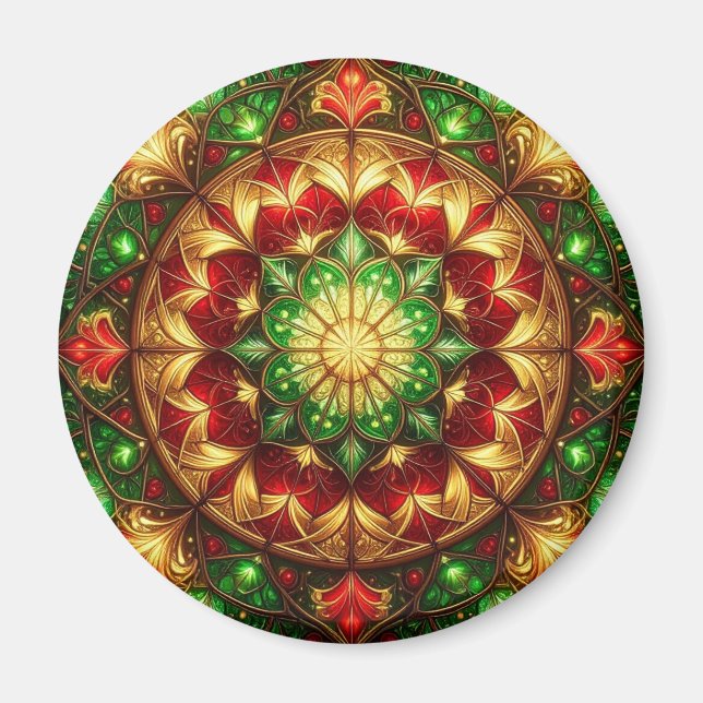 Imã Green Red Decorative Christmas Holiday Magnet (Frente)