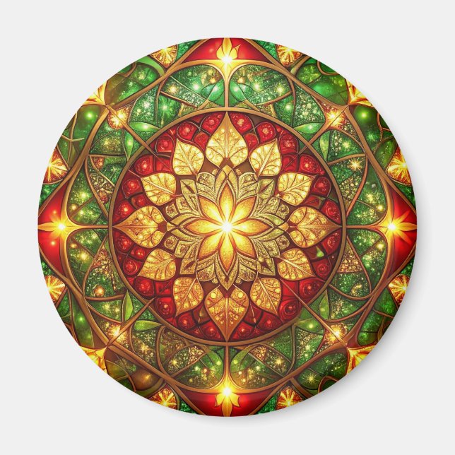 Imã Green Red Decorative Christmas Holiday Magnet (Frente)