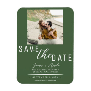 Ímã Green Save the Date Photo Wedding