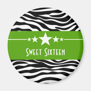 Imã Green Stars Zebra Imprime Sweet 16 Magnet