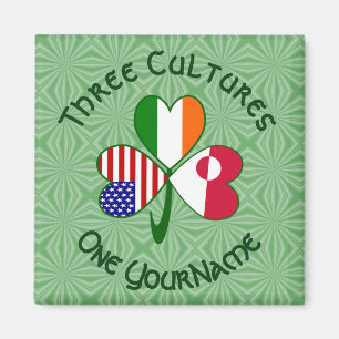 Imã Greenlander Irish American Flags Shamrock Name
