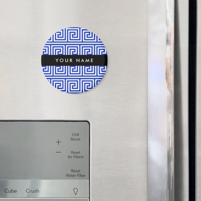Imã Grego Meander Key Blue, Seu Nome, Personalize (In Situ (Fridge))