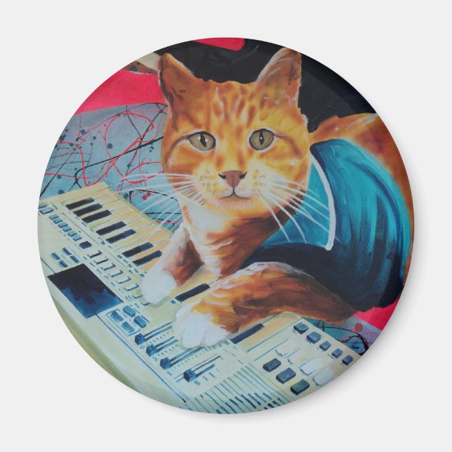 Imã Grelha de Pintura de Gato de Teclado (Frente)