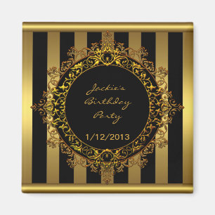 Imã Grelha Dourada Elegante de Festa de aniversário de