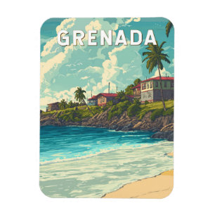 Ímã Grenada Illustração Viagem Art Vintage