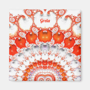 Imã GRETA ~ Padrão Abstrato ~ Cor Vermelho Cor - de -