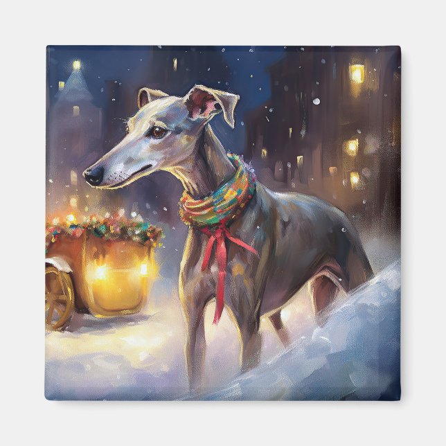 Imã Greyhound Christmas Fesason (Frente)