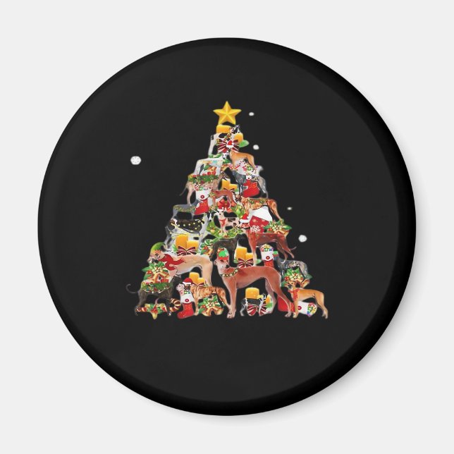 Imã Greyhound Christmas Tree Luz Engraçado Cachorro Xm (Frente)