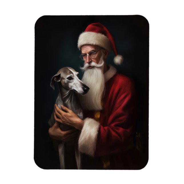 Ímã Greyhound com Papai Noel Natal Festivo (Vertical)