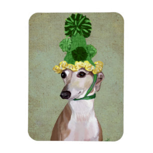 Ímã Greyhound em Chapéu Verde
