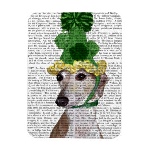 Ímã Greyhound em Green Knmit Hat 2