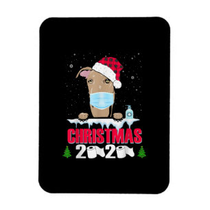 Ímã Greyhound Face Mask Dog Feliz Natal 2020 Engraçad
