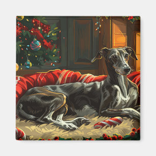 Imã Greyhound Natal Festivo
