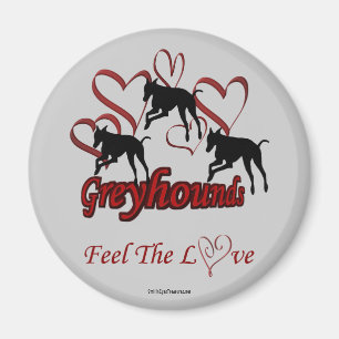 Imã Greyhound Silhouette Hearts Love Dog
