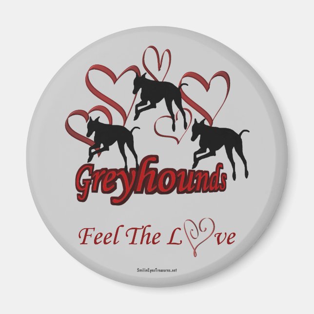 Imã Greyhound Silhouette Hearts Love Dog (Frente)