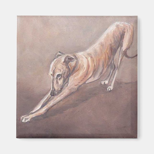 Imã Greyhound Stretch Dog Art Magnet (Frente)