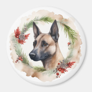 Imã Grinalda de Natal do Malinoi Belga Festa Cachorrin