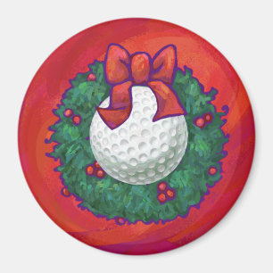 Imã Grinalda do Natal da bola de golfe no vermelho