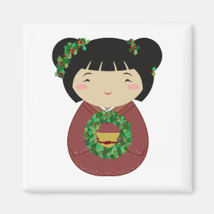 Imã Grinalda do Natal de Kokeshi