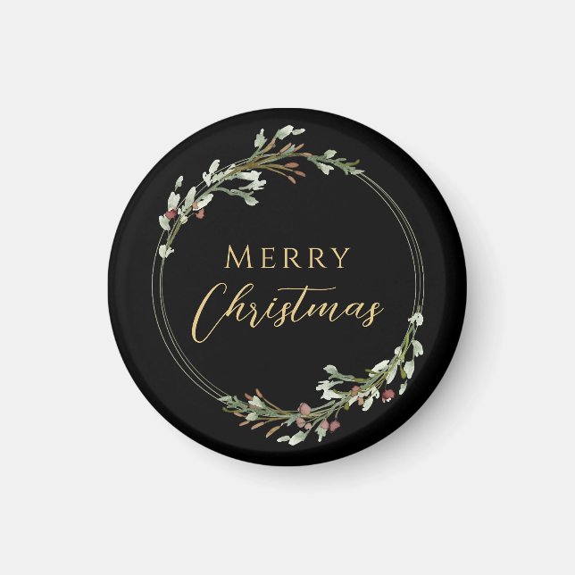 Imã Grinalda Minimalista de Natal Preto (Frente)