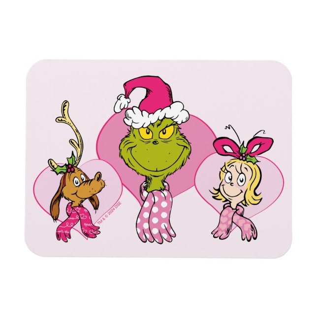Ímã Grinch Crew in Pink Valentine's Portrait (Horizontal)